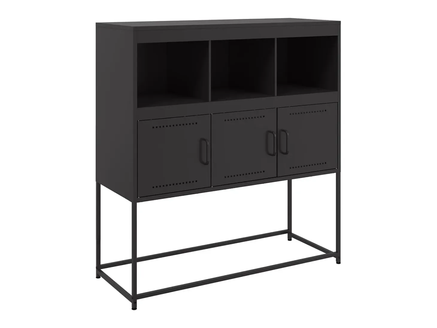 Aparador de acero laminado en frío negro 100,5x39x107 cm
