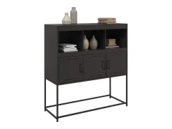 Aparador de acero laminado en frío negro 100,5x39x107 cm