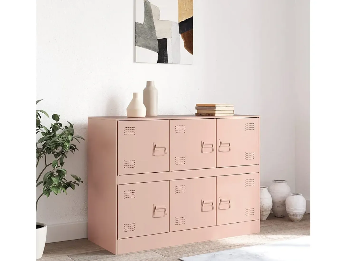 Aparador de acero rosa 99x39x73 cm