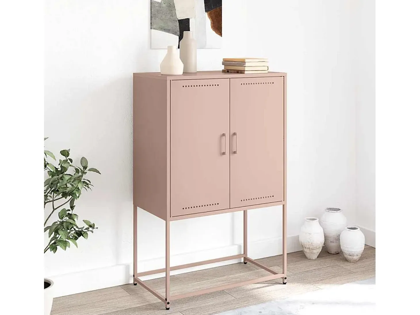 Aparador de acero rosa 68,5x38,5x107 cm