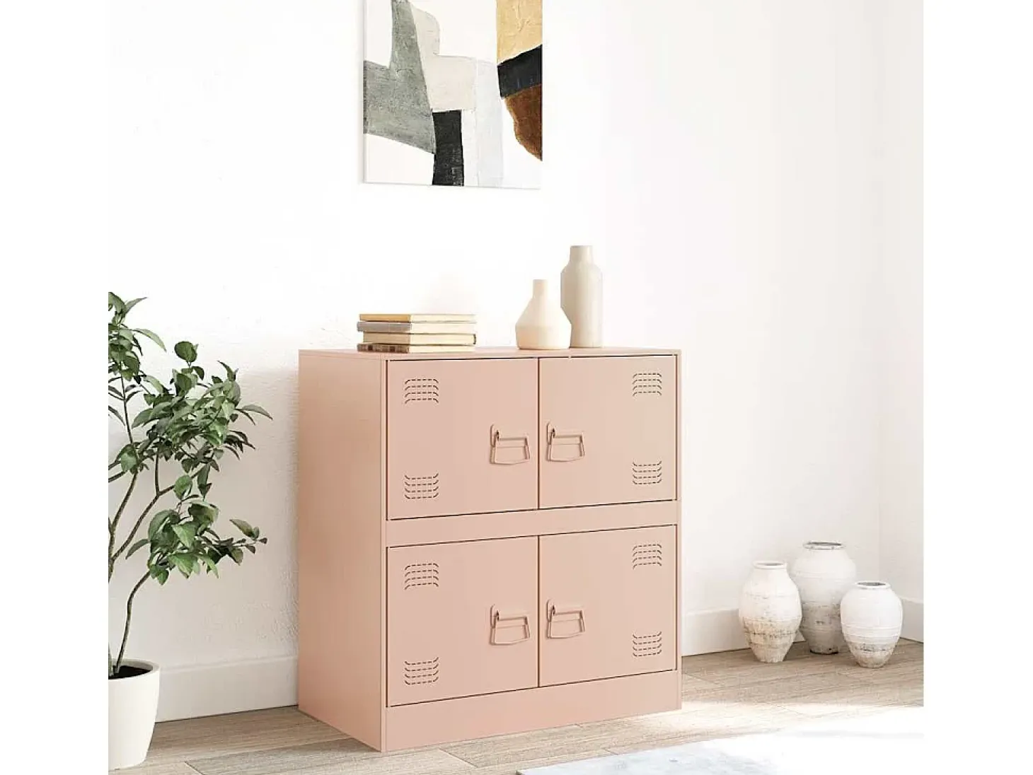 Aparador de acero rosa 67x39x73 cm
