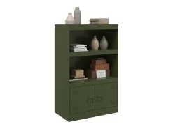 Aparador de acero verde oliva 67x39x107 cm
