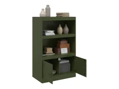 Aparador de acero verde oliva 67x39x107 cm