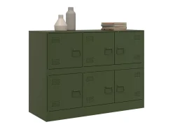 Aparador de acero verde oliva 99x39x73 cm ES620941