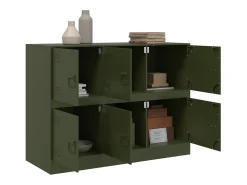 Aparador de acero verde oliva 99x39x73 cm ES620941