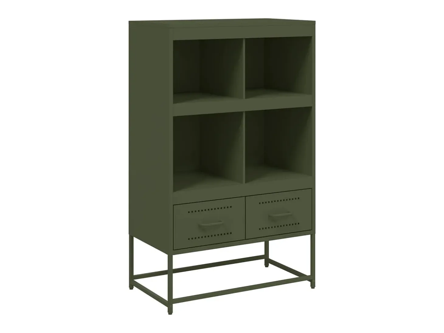 Aparador de acero verde oliva 68x39x111,5 cm