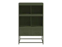 Aparador de acero verde oliva 68x39x111,5 cm