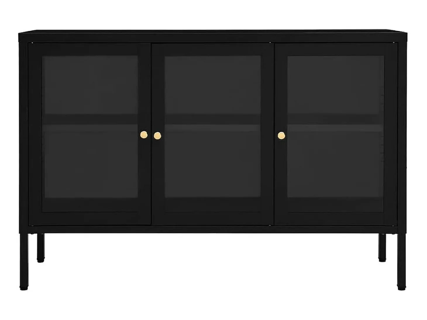 Aparador de acero y vidrio negro 105x35x70 cm ES95186