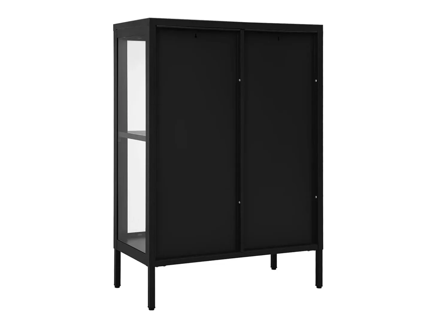 Aparador de acero y vidrio negro 75x35x105 cm