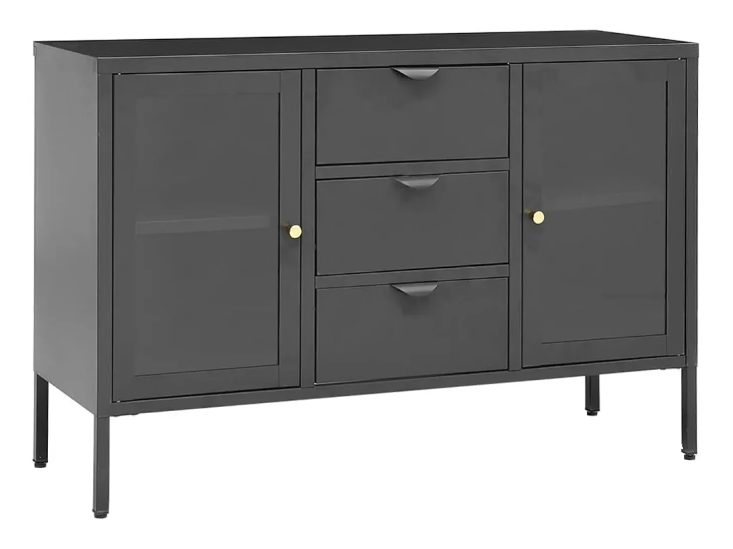 Aparador de acero y vidrio templado blanco 105x35x70 cm ES922312