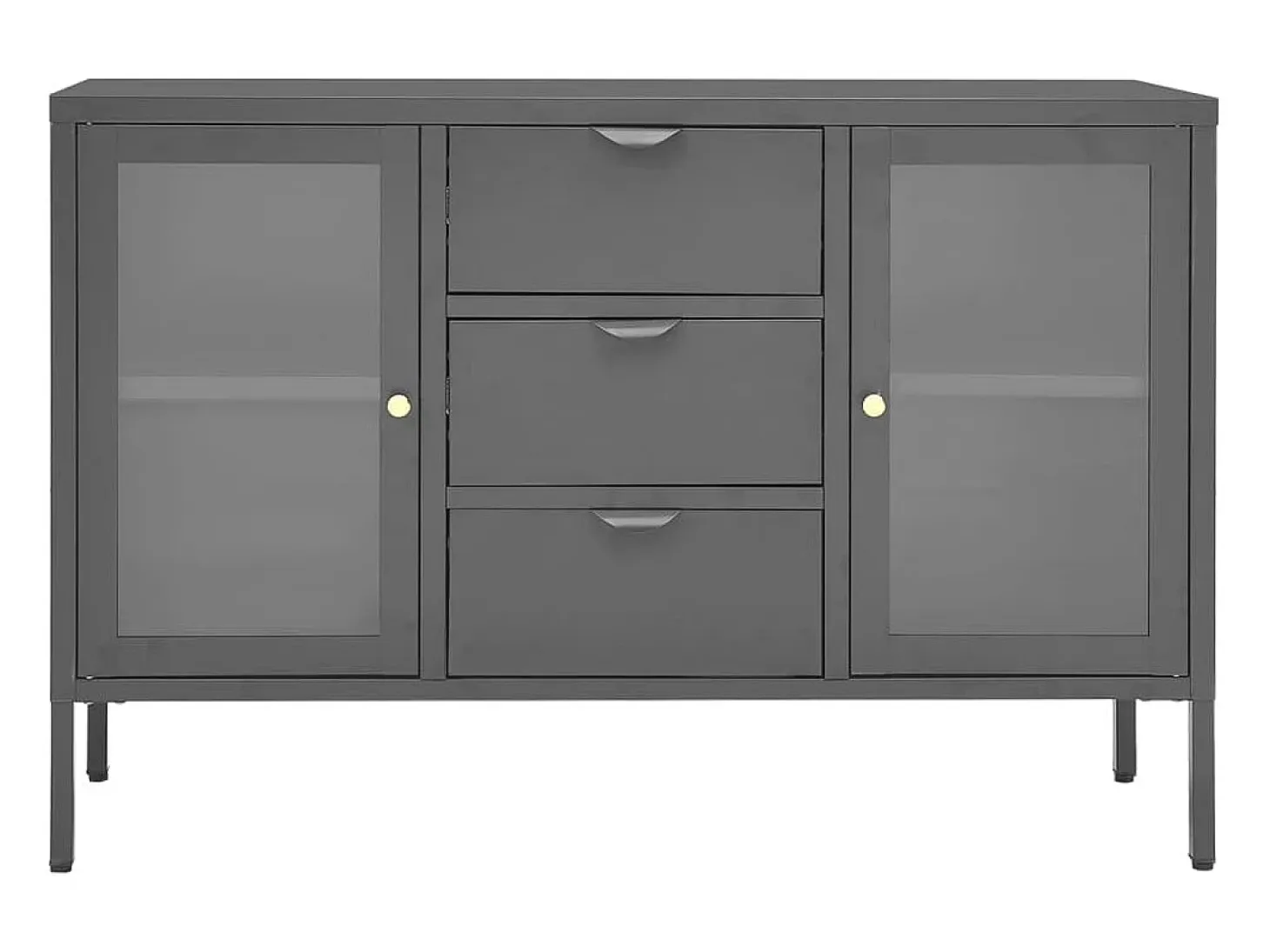 Aparador de acero y vidrio templado blanco 105x35x70 cm ES922312