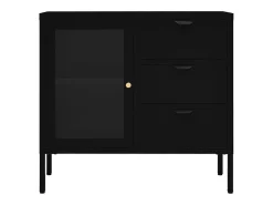 Aparador de acero y vidrio templado negro 75x35x70 cm ES95021
