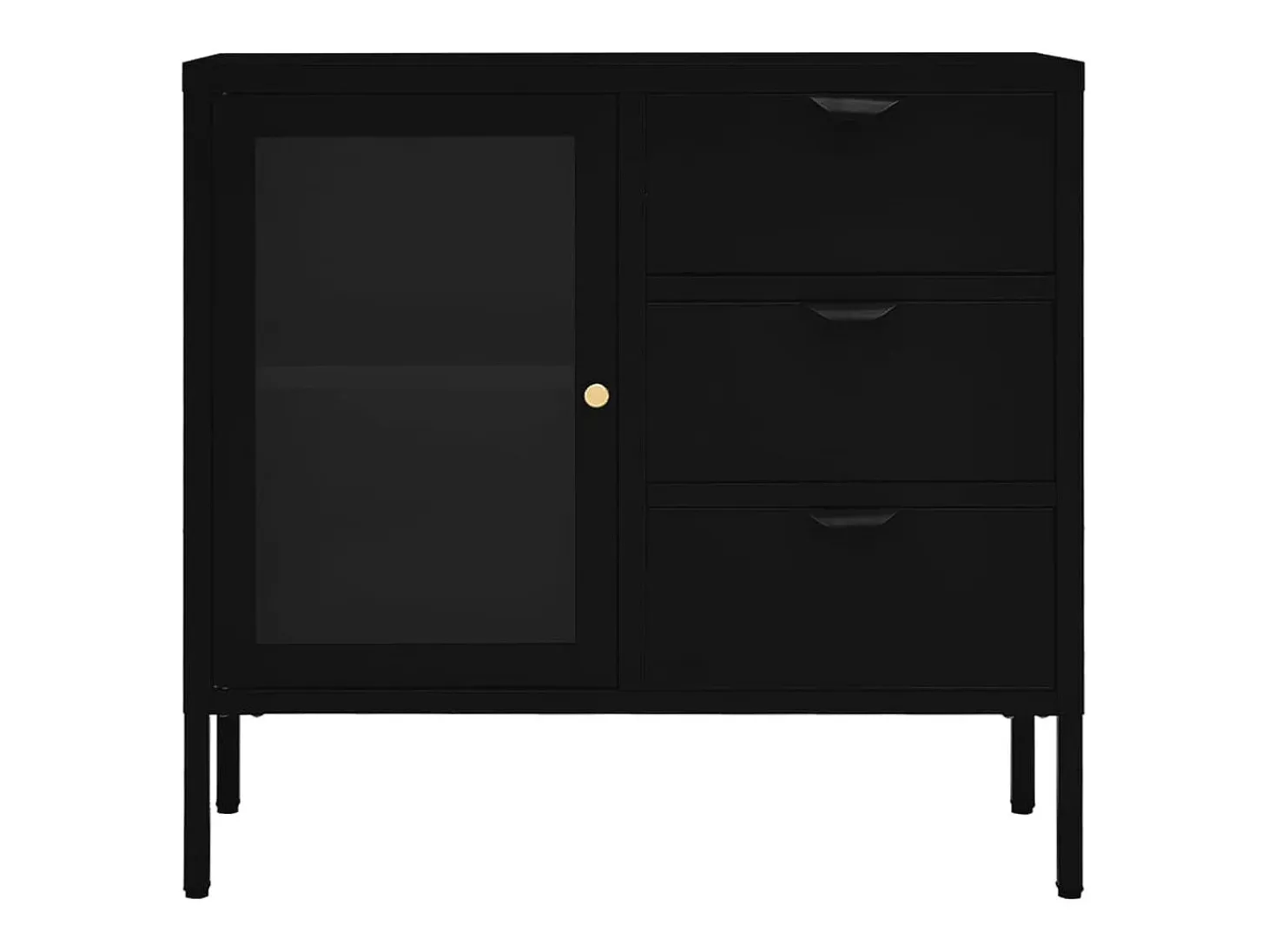Aparador de acero y vidrio templado negro 75x35x70 cm ES95021