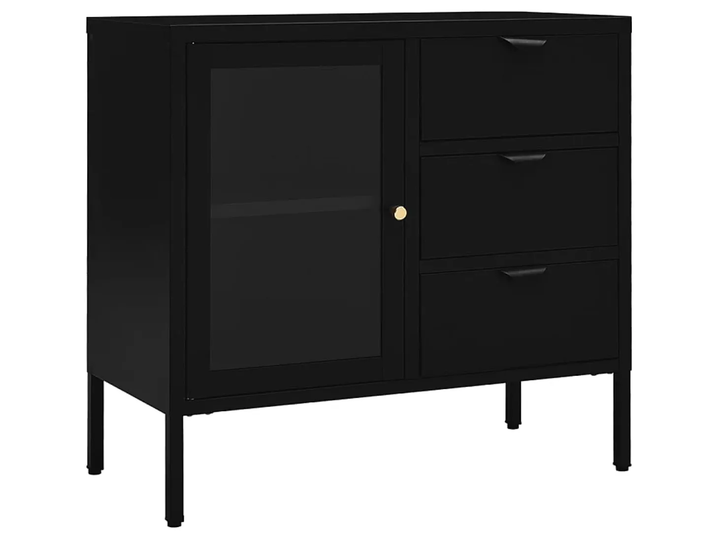 Aparador de acero y vidrio templado negro 75x35x70 cm ES95021