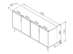 Aparador de aglomerado – 150 cm x 75 cm x 36 cm – Roble Zafiro – Aglomerado recubierto de melamina