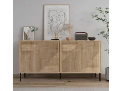 Aparador de aglomerado – 150 cm x 75 cm x 36 cm – Roble Zafiro – Aglomerado recubierto de melamina