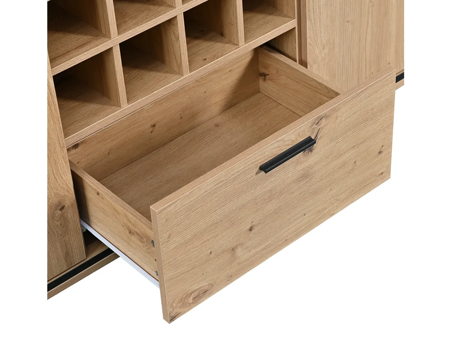 Aparador de almacenamiento, elegante vitrina para vinos con puertas dobles, estante de vidrio y soporte para vinos: almacenamiento perfecto