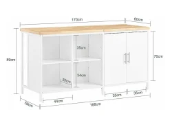 Aparador de Almacenamiento con Encimera Isla de Cocina Múltiple con 2 Puertas y 6 Estantes KNL09-WN SoBuy ES