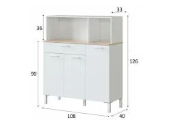 Aparador de cocina 3 puertas 1 cajón - L108 cm - Kira