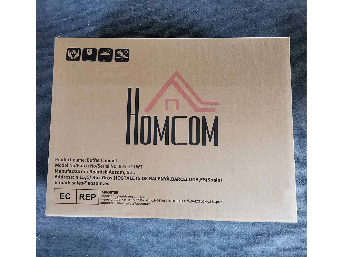 Aparador de cocina blanco 101x40x85 cm HOMCOM