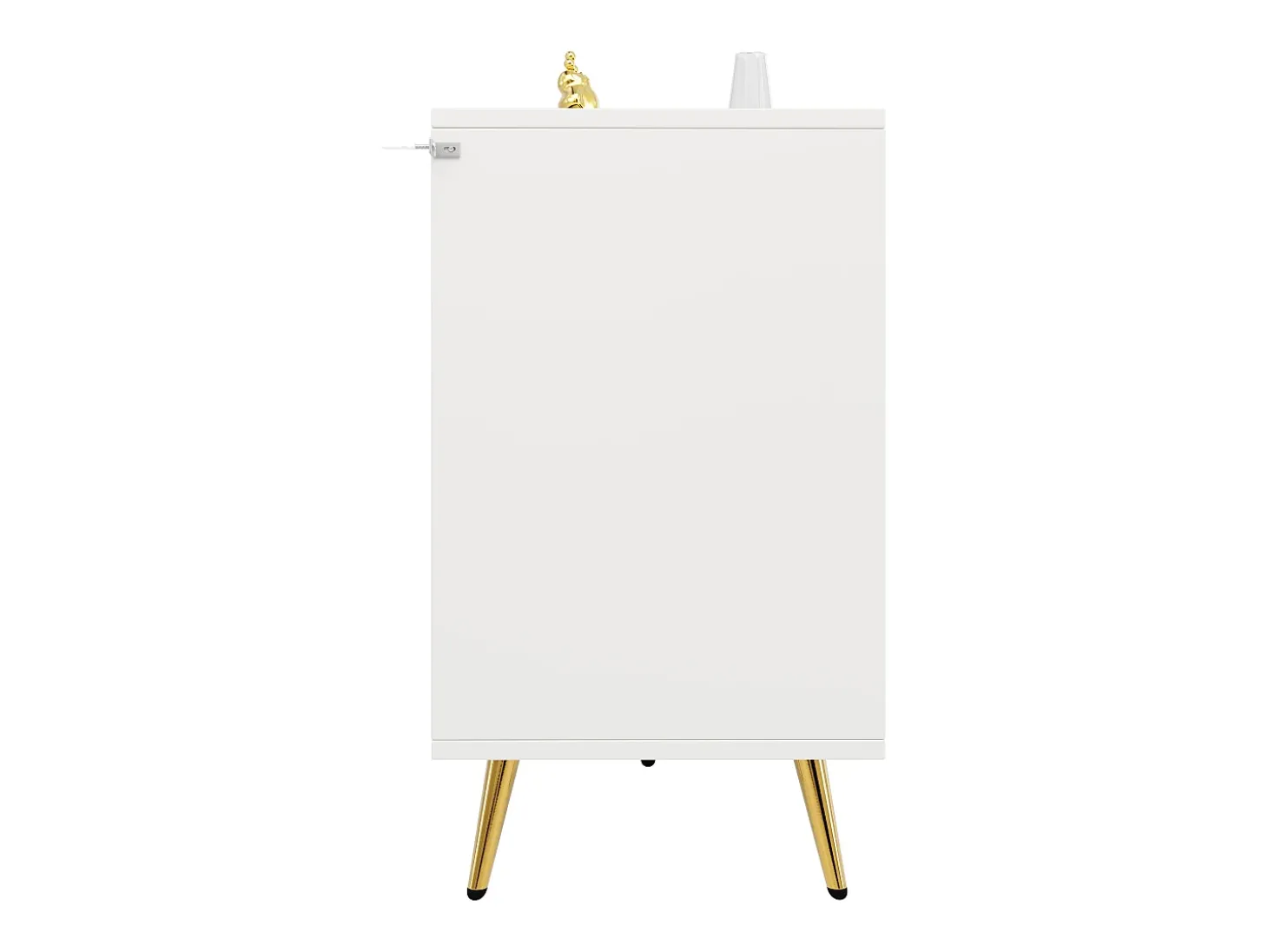 Aparador de cocina con 6 cajones, cuerpo blanco, tiradores y patas de metal dorado - 120x40x75cm