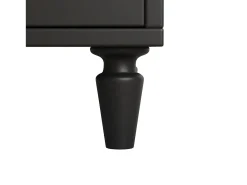 Aparador de cocina con 4 puertas correderas, 3 cajones e iluminación LED - Madera, ratán y cristal - Negro