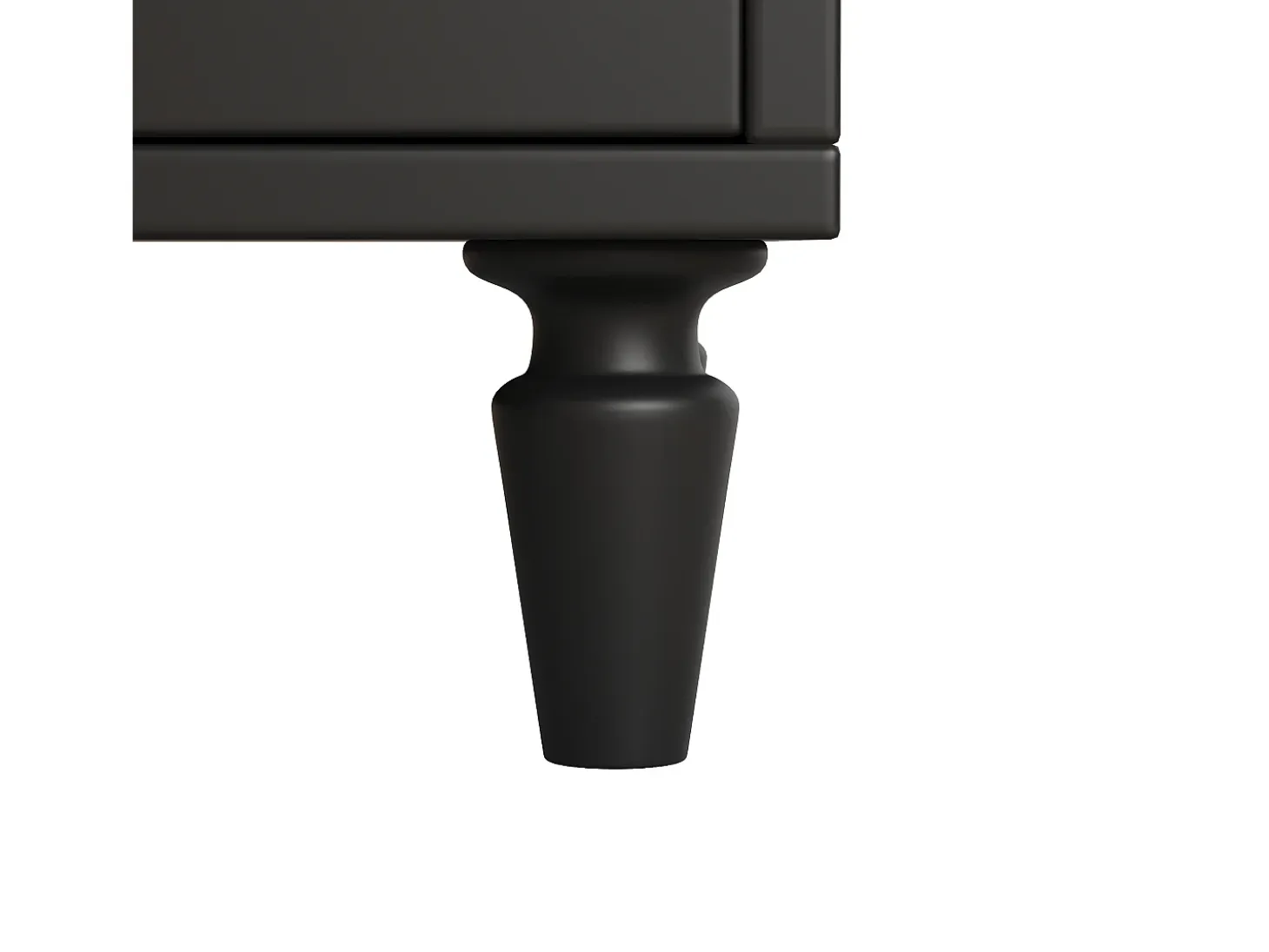 Aparador de cocina con 4 puertas correderas, 3 cajones e iluminación LED - Madera, ratán y cristal - Negro