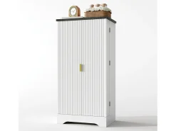 Aparador de cocina con 2 puertas y sensor LED - Puerta a rayas - Blanco