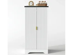 Aparador de cocina con 2 puertas y sensor LED - Puerta a rayas - Blanco