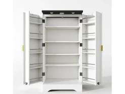 Aparador de cocina con 2 puertas y sensor LED - Puerta a rayas - Blanco