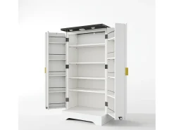 Aparador de cocina con 2 puertas y sensor LED - Puerta a rayas - Blanco