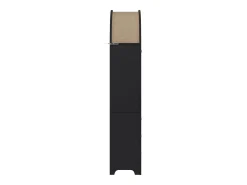 Aparador de cocina con 2 puertas, 3 cajones y 1 nicho, cuerpo negro con tiradores de metal dorado - 70x35x180cm