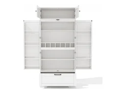 Aparador de cocina con 4 puertas y 1 cajón, aparador alto con tirador de metal retro, blanco