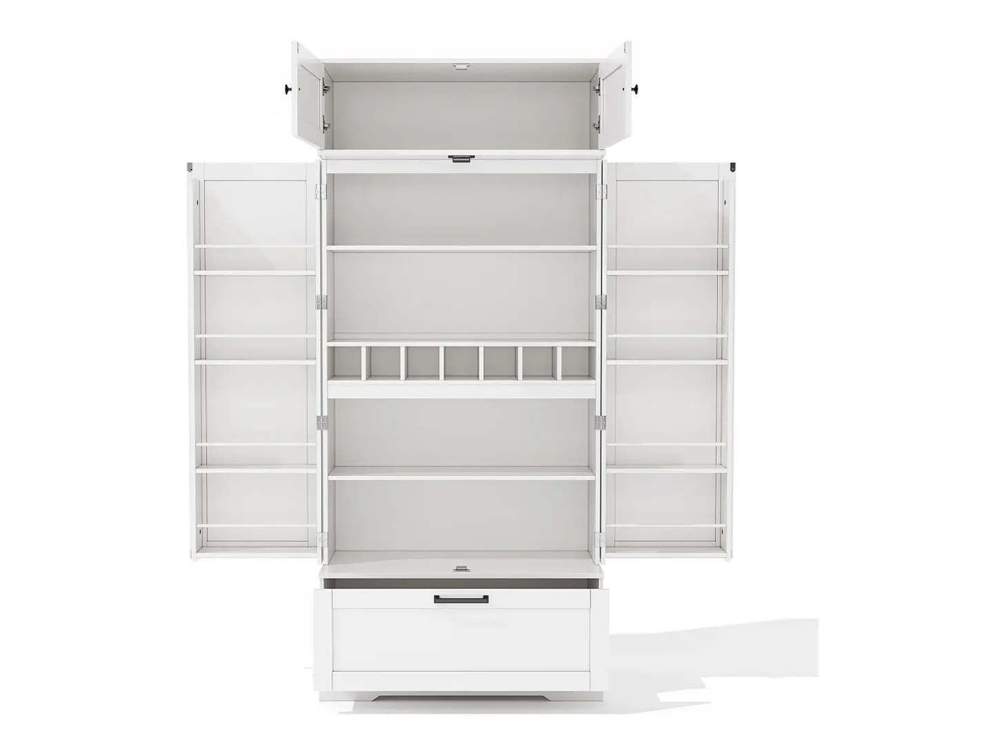 Aparador de cocina con 4 puertas y 1 cajón, aparador alto con tirador de metal retro, blanco