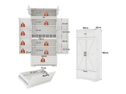 Aparador de cocina con 4 puertas y 1 cajón, aparador alto con tirador de metal retro, blanco