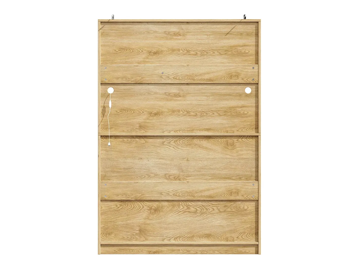 Aparador de cocina con iluminación LED, 5 puertas y cajón - Puertas de MDF trenzado - Natural