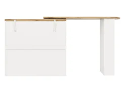 Aparador de cocina con tablero giratorio 360°, 2 cajones, 1 puerta y 2 nichos, blanco - 204x39x104cm