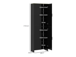 Aparador de cocina Dami Homcom 4 puertas + 6 estantes ajustables negro 170,5x60x30 cm