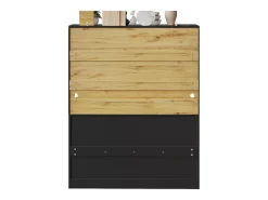 Aparador de cocina de 140×40×175 cm, armario alto con estantes ajustables, vitrina con iluminación LED, negro