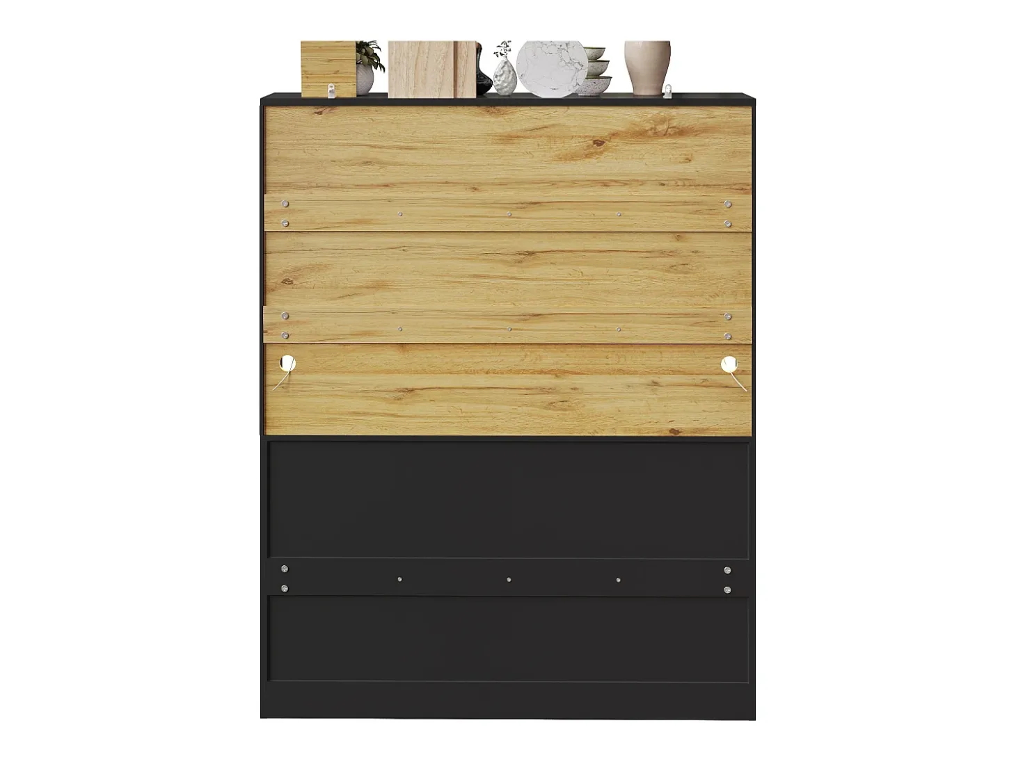 Aparador de cocina de 140×40×175 cm, armario alto con estantes ajustables, vitrina con iluminación LED, negro
