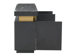 Aparador de cocina de 3 puertas con tablero efecto mármol para salón, dormitorio, color negro