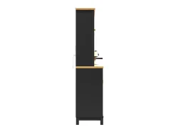 Aparador de cocina estilo rústico - 105,5 x 40 x 180 cm - con 4 puertas + LED + portavasos + cajones - MDF - negro