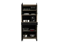 Aparador de cocina FACTORY - roble y negro - 2 puertas + 1 cajón - Modular - 80 x 43,3 x 185 cm