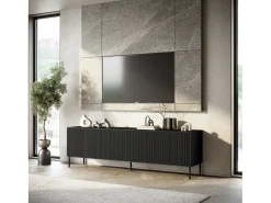 Aparador de cocina moderno 4 puertas con patas de metal Budapest CA - Negro