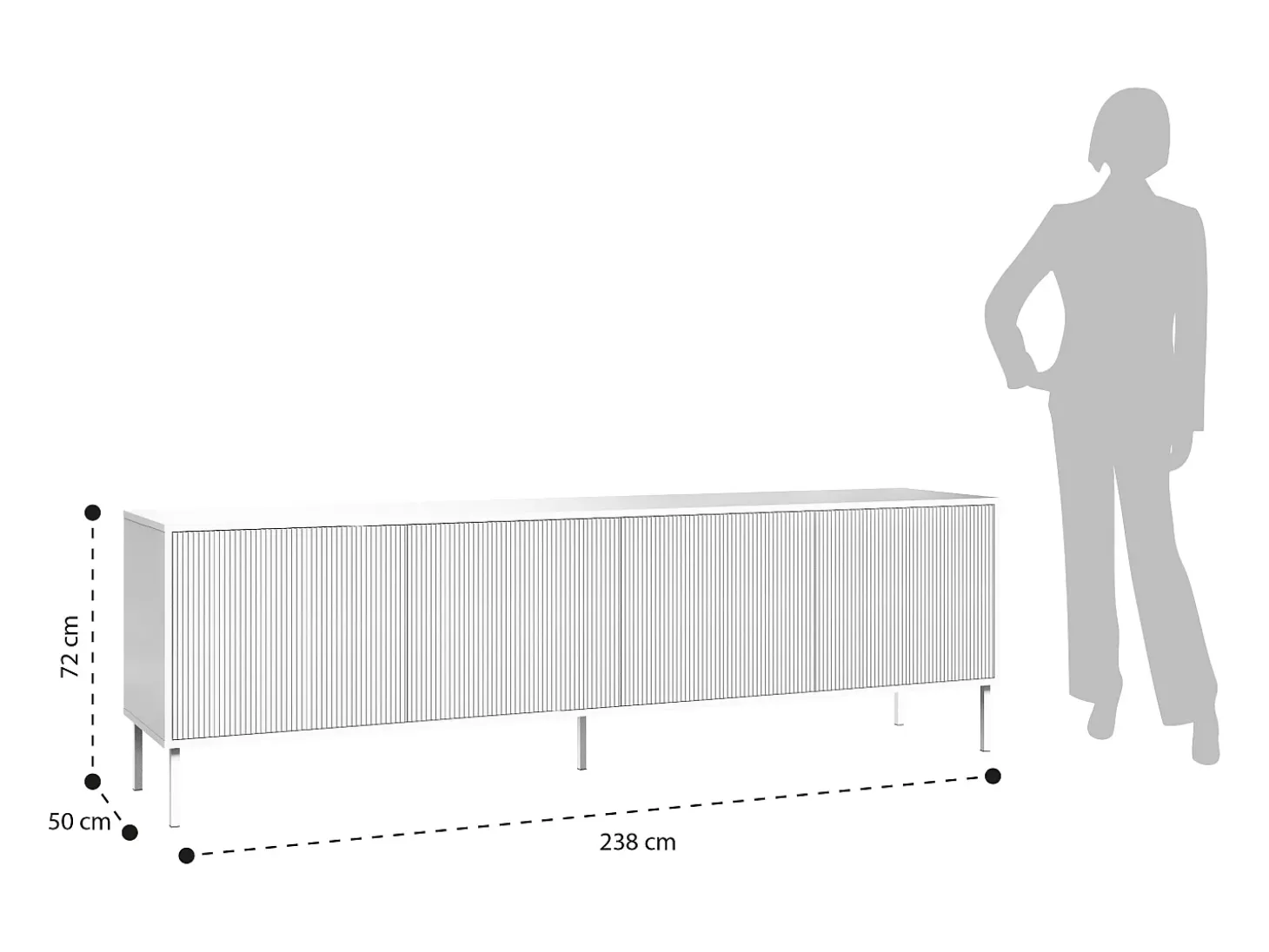 Aparador de cocina moderno 4 puertas con patas de metal Budapest CA - Negro