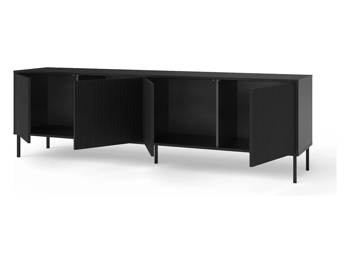 Aparador de cocina moderno 4 puertas con patas de metal Budapest CA - Negro
