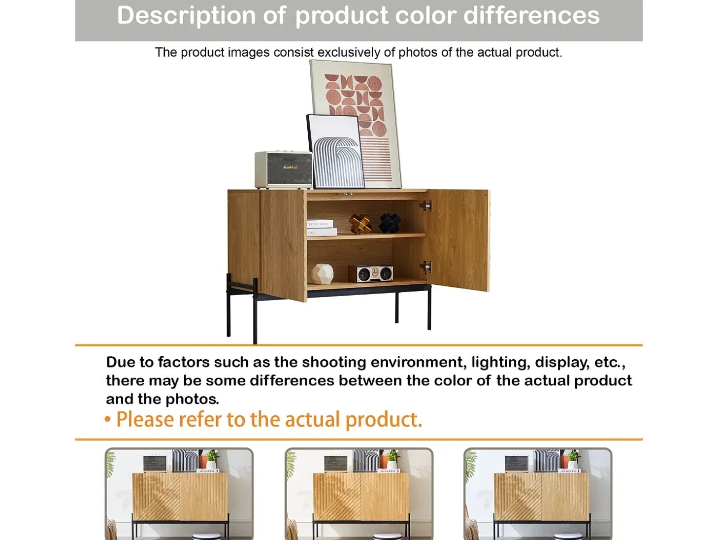Aparador de Cocina, Mueble de Almacenamiento con 2 Puertas, Patas Metálicas, Diseño Lineal, 100 x 40 x 75 cm, Madera