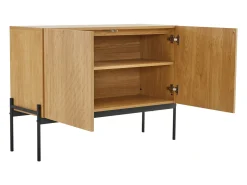 Aparador de Cocina, Mueble de Almacenamiento con 2 Puertas, Patas Metálicas, Diseño Lineal, 100 x 40 x 75 cm, Madera
