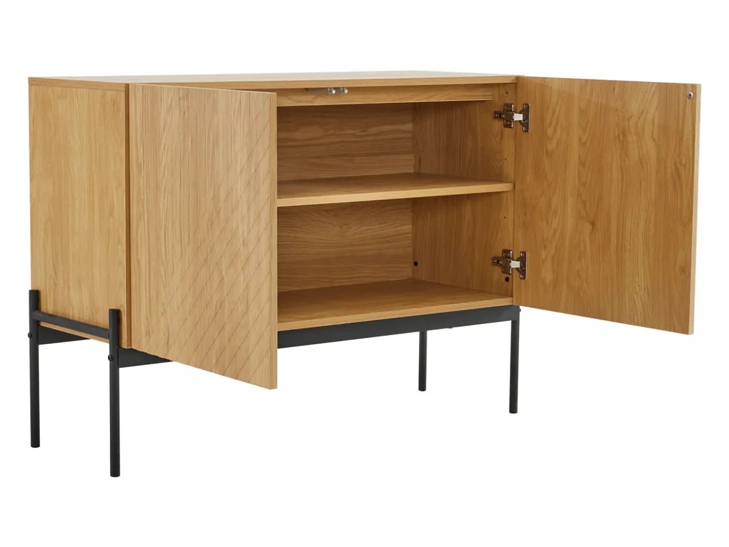 Aparador de Cocina, Mueble de Almacenamiento con 2 Puertas, Patas Metálicas, Diseño Lineal, 100 x 40 x 75 cm, Madera
