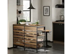 Aparador de Comedor Mesa de Cocina con 2 Cajones y 3 Estantes Estructura de Metal Estilo Industrial 120 x 45 x 91 cm FSB85-PF SoBuy ES